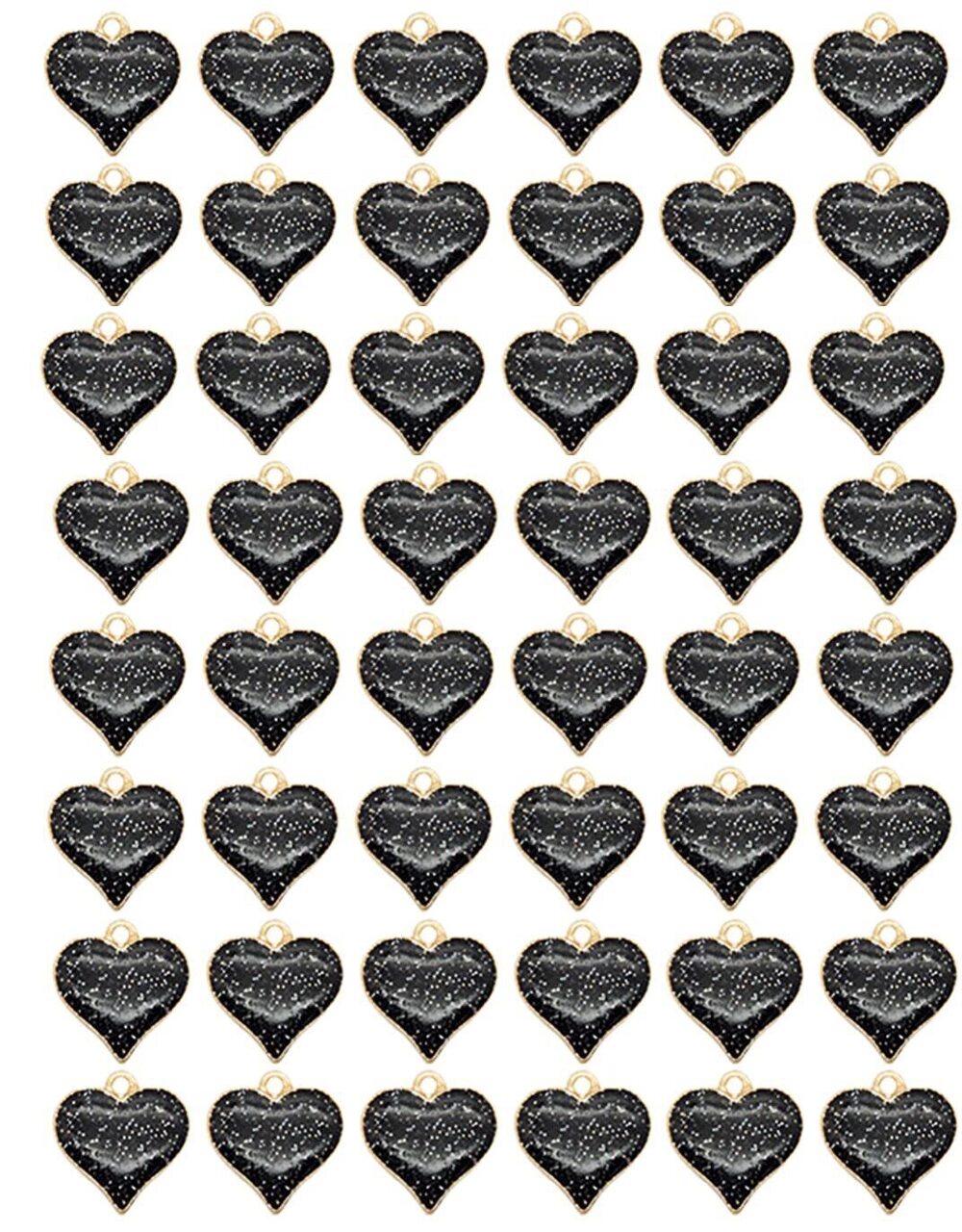 1013 50 Pack Glitter Heart Shaped Charms Enamel Pendant Beads for Jewelry